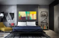 Quadro Decorativo Abstrato Color Pincel 130x60 em Tecido Canvas - Foto 4