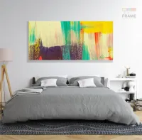 Quadro Decorativo Abstrato Color Pincel 130x60 em Tecido Canvas - Foto 6