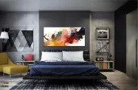 Quadro Decorativo Abstrato Colorido em Tecido Canvas 130x60 cm - Foto 4