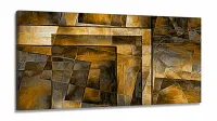 Quadro Decorativo Abstrato Dourado Luxo Mosaico 130x60 em Tecido Canvas