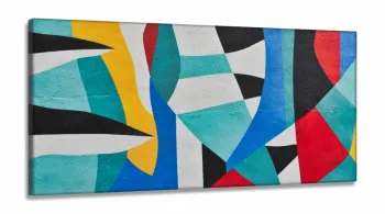 Quadro Decorativo Abstrato Formas Geometricas 130x60 salaem Tecido Canvas