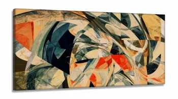 Quadro Decorativo Abstrato Fractal Geometrico 130x60 em Tecido Canvas