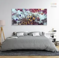 Quadro Decorativo Abstrato Fractal Sala quarto 130x60 em Tecido Canvas 1 - Foto 6