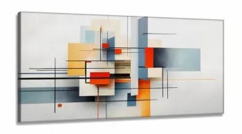Quadro Decorativo Abstrato Geometrico Formas em Tecido Canvas 130x60 cm