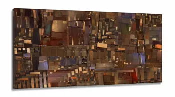 Quadro Decorativo Abstrato Geometrico sala quarto em Tecido Canvas