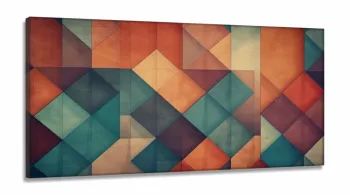 Quadro Decorativo Abstrato Geometrico Tons escuros em Tecido Canvas 130x60 cm