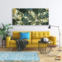 Quadro Decorativo Abstrato Geometrico Tons verde 130x60 em Tecido Canvas - Foto 7
