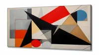 Quadro Decorativo Abstrato Geometrico Vermelho em Tecido Canvas 130x60 cm - Foto 2