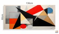 Quadro Decorativo Abstrato Geometrico Vermelho em Tecido Canvas 130x60 cm - Foto 3
