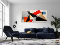 Quadro Decorativo Abstrato Geometrico Vermelho em Tecido Canvas 130x60 cm - Foto 5