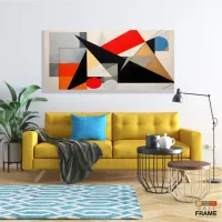 Quadro Decorativo Abstrato Geometrico Vermelho em Tecido Canvas 130x60 cm - Foto 7