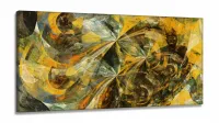 Quadro Decorativo Abstrato Marmore Amarelo em Tecido Canvas 130x60