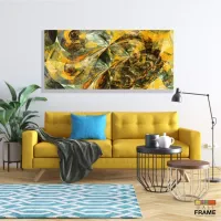Quadro Decorativo Abstrato Marmore Amarelo em Tecido Canvas 130x60 - Foto 7