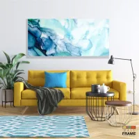 Quadro Decorativo Abstrato Marmore Azul em Tecido Canvas 130x60 - Foto 7