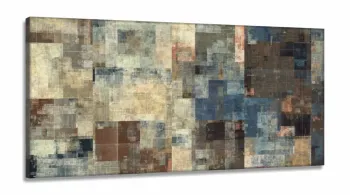Quadro Decorativo Abstrato Marrom Mosaico em Tecido Canvas 130x60