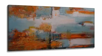 Quadro Decorativo Abstrato Marron em Tecido Canvas 130x60