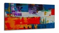 Quadro Decorativo Abstrato Moderno Azul em Tecido Canvas 130x60 cm