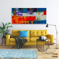 Quadro Decorativo Abstrato Moderno Azul em Tecido Canvas 130x60 cm - Foto 7