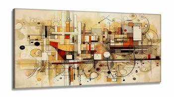 Quadro Decorativo Abstrato Moderno Geometrico em Tecido Canvas 130x60 cm