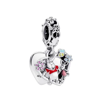 Berloque pendente duplo ursinho pooh e leitao – em Prata925