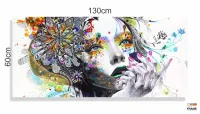 Quadro Decorativo Abstrato Mulher Colorido 130x60 em Tecido Canvas - Foto 3