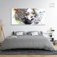 Quadro Decorativo Abstrato Mulher Colorido 130x60 em Tecido Canvas - Foto 6