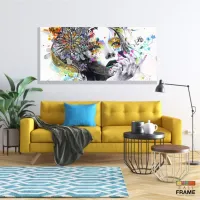 Quadro Decorativo Abstrato Mulher Colorido 130x60 em Tecido Canvas - Foto 7