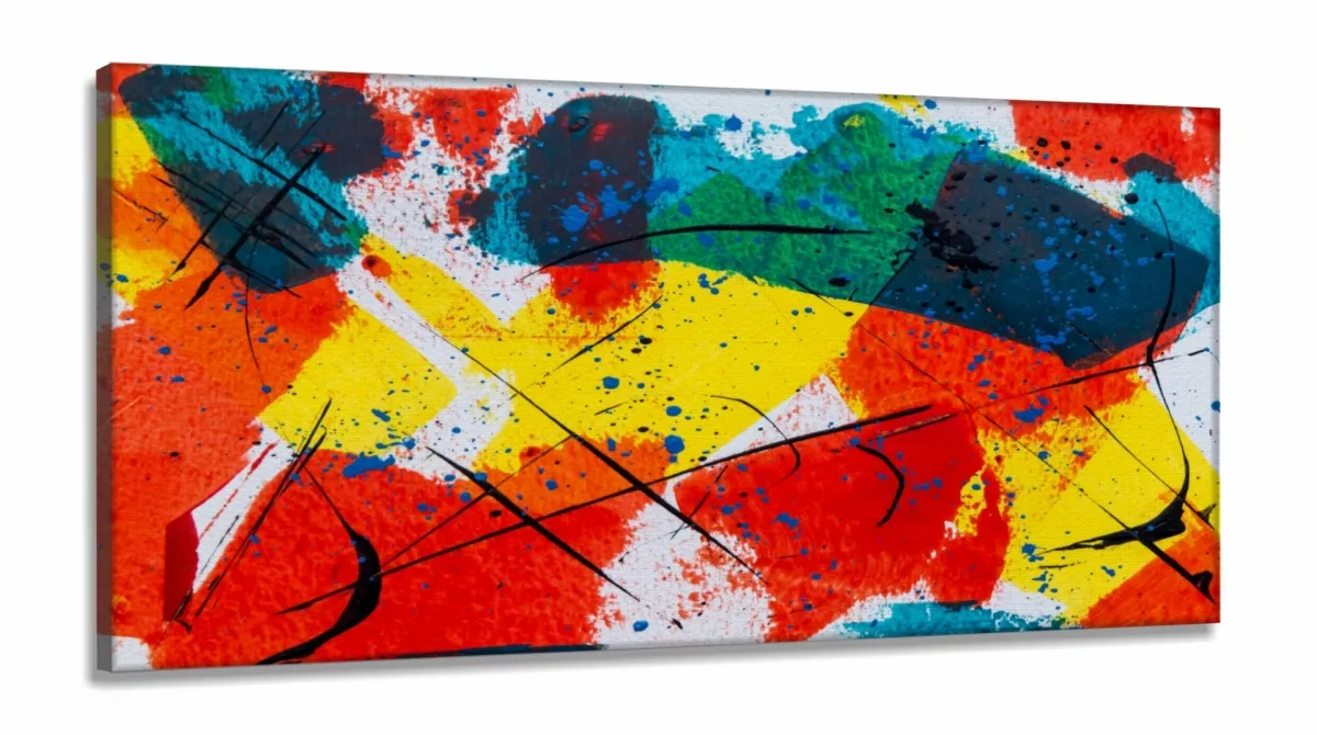 Quadro Decorativo Abstrato Multi Color em Tecido Canvas 130x60 cm Imagem