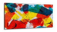 Quadro Decorativo Abstrato Multi Color em Tecido Canvas 130x60 cm