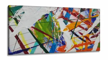 Quadro Decorativo Abstrato Multi Cores em Tecido Canvas 130x60 cm