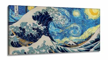 Quadro Decorativo Abstrato Ondas Sakura Japão 130x60 em Tecido Canvas