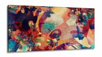 Quadro Decorativo Abstrato Pisicodelico em Tecido Canvas 130x60