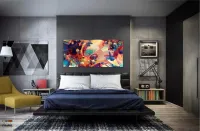 Quadro Decorativo Abstrato Pisicodelico em Tecido Canvas 130x60 - Foto 4