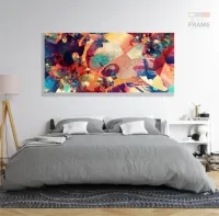 Quadro Decorativo Abstrato Pisicodelico em Tecido Canvas 130x60 - Foto 6