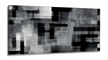 Quadro Decorativo Abstrato Preto e Branco em Tecido Canvas 130x60 cm