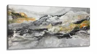 Quadro Decorativo Abstrato Tons Cinza 130x60 em Tecido Canvas