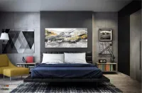 Quadro Decorativo Abstrato Tons Cinza 130x60 em Tecido Canvas - Foto 4