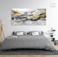 Quadro Decorativo Abstrato Tons Cinza 130x60 em Tecido Canvas - Foto 6