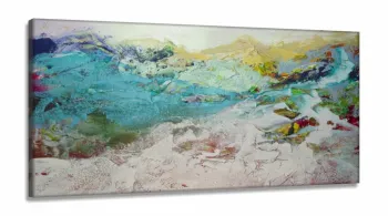 Quadro Decorativo Abstrato Tons Claros 130x60 em Tecido Canvas