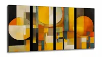 Quadro Decorativo Abstrato Tons de Amarelo em Tecido Canvas 130x60 cm