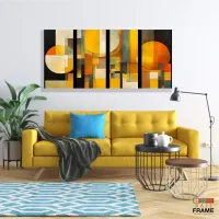 Quadro Decorativo Abstrato Tons de Amarelo em Tecido Canvas 130x60 cm - Foto 7