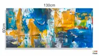 Quadro Decorativo Abstrato Tons de Azul em Tecido Canvas 130x60 cm - Foto 3