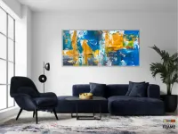 Quadro Decorativo Abstrato Tons de Azul em Tecido Canvas 130x60 cm - Foto 5