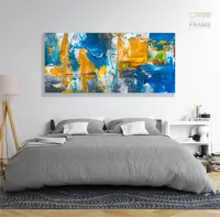 Quadro Decorativo Abstrato Tons de Azul em Tecido Canvas 130x60 cm - Foto 6
