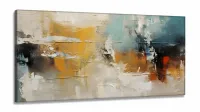 Quadro Decorativo Abstrato Tons de Beje em Tecido Canvas 130x60 cm