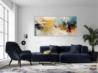 Quadro Decorativo Abstrato Tons de Beje em Tecido Canvas 130x60 cm - Foto 5