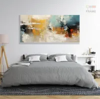 Quadro Decorativo Abstrato Tons de Beje em Tecido Canvas 130x60 cm - Foto 6