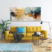 Quadro Decorativo Abstrato Tons de Beje em Tecido Canvas 130x60 cm - Foto 7