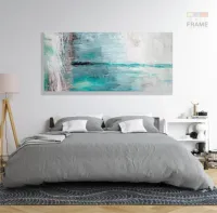 Quadro Decorativo Abstrato Verde Cinza 130x60 em Tecido Canvas - Foto 6