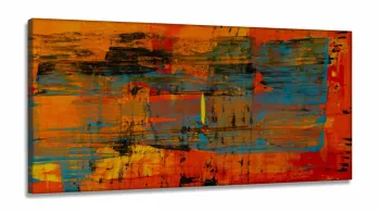Quadro Decorativo Abstrato Vermelho em Tecido Canvas 130x60 cm